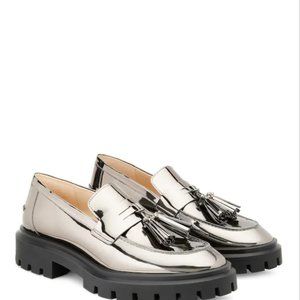 Stuart Weitzman chunky tasseled loafters, gunmetal size 10/40.5